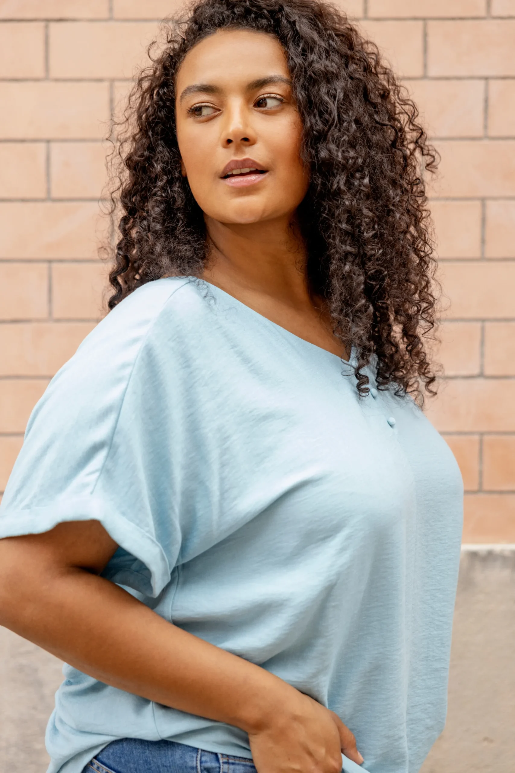 Blouse with short sleeve